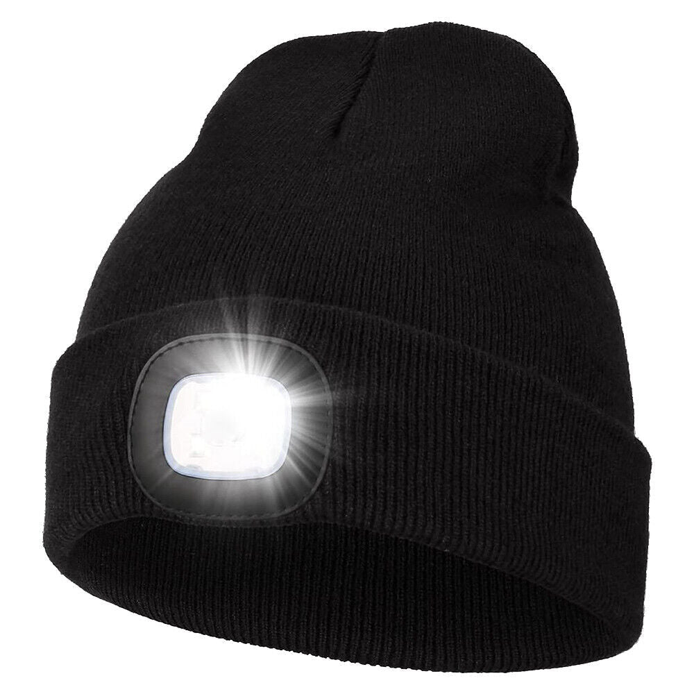 LED Beanie Hat with USB Rechargeable Light for Outdoor Use