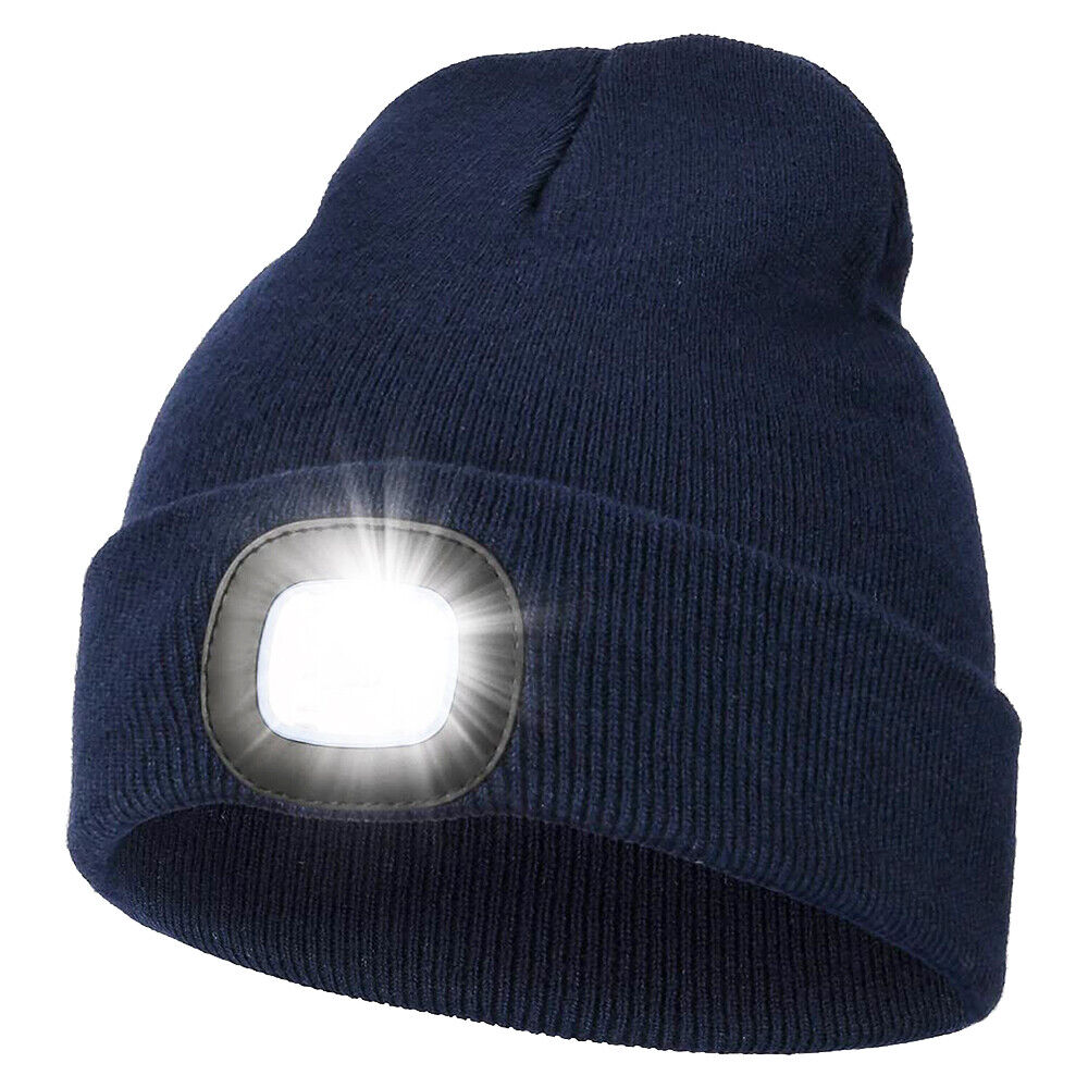 LED Beanie Hat with USB Rechargeable Light for Outdoor Use