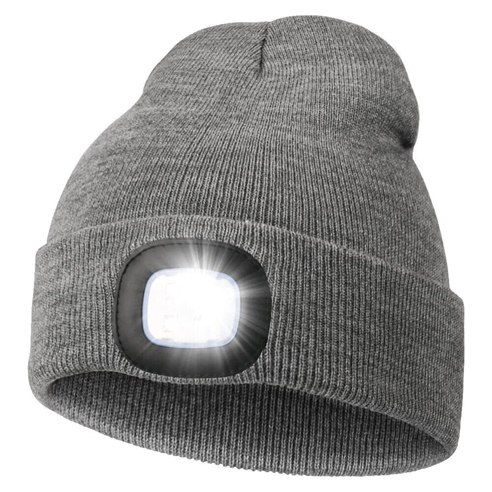 LED Beanie Hat with USB Rechargeable Light for Outdoor Use