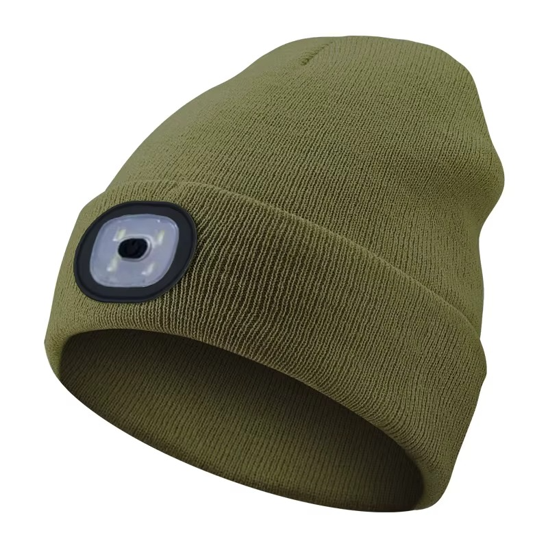 LED Beanie Hat with USB Rechargeable Light for Outdoor Use