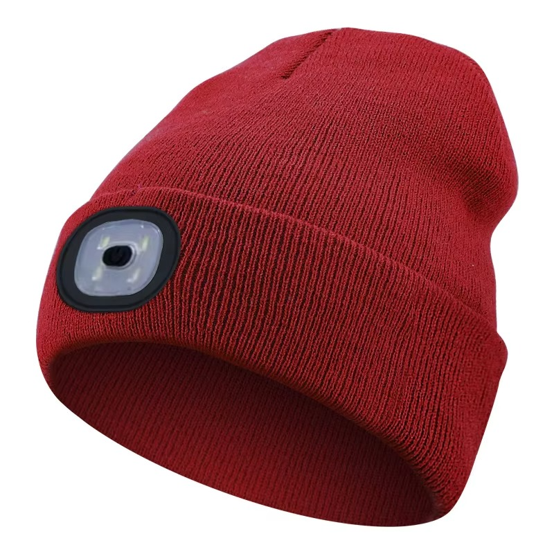 LED Beanie Hat with USB Rechargeable Light for Outdoor Use