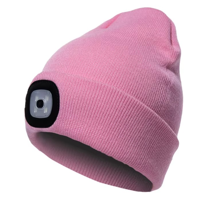 LED Beanie Hat with USB Rechargeable Light for Outdoor Use