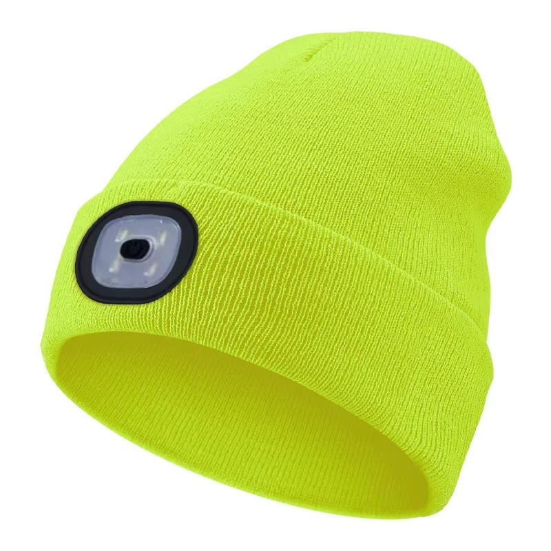 LED Beanie Hat with USB Rechargeable Light for Outdoor Use