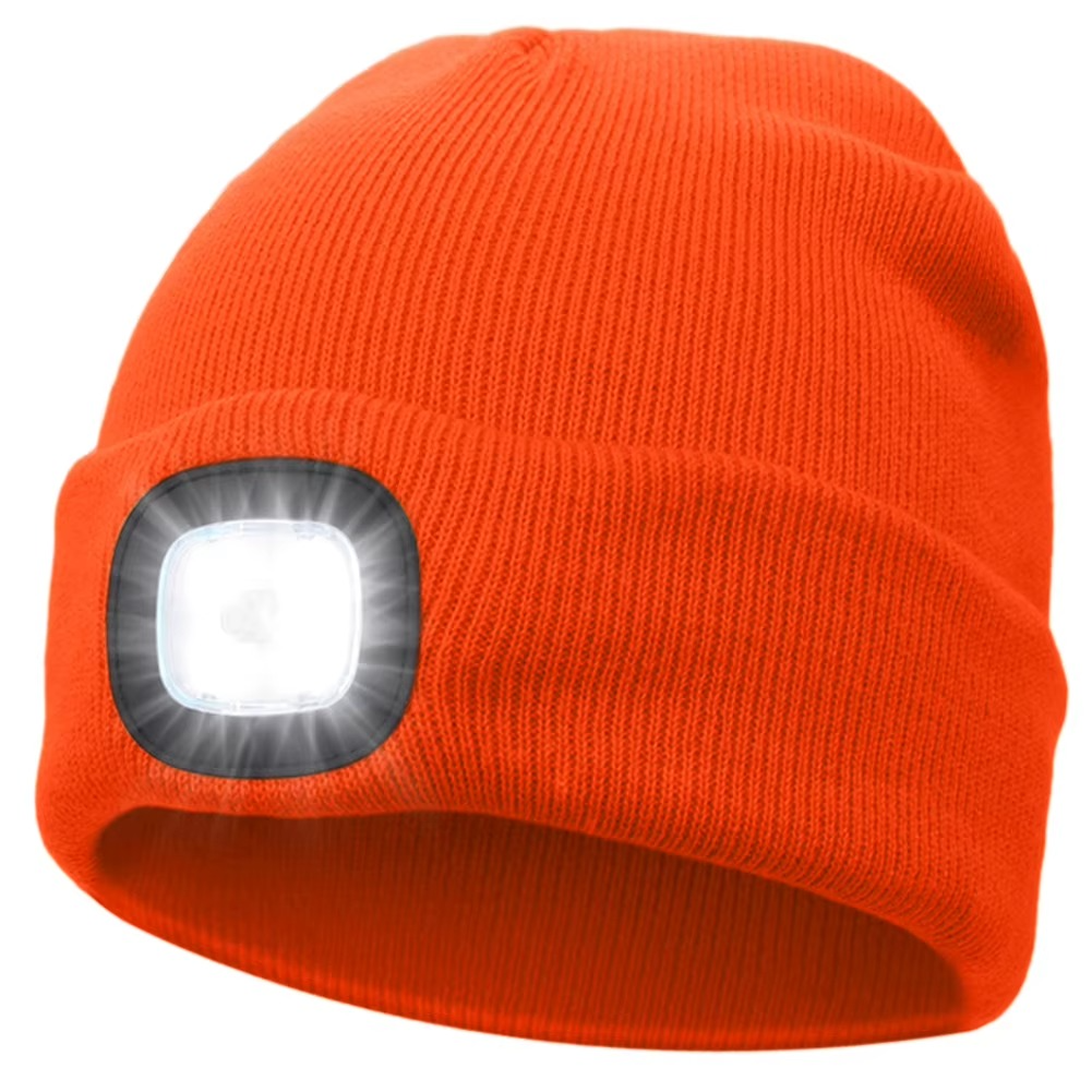 LED Beanie Hat with USB Rechargeable Light for Outdoor Use