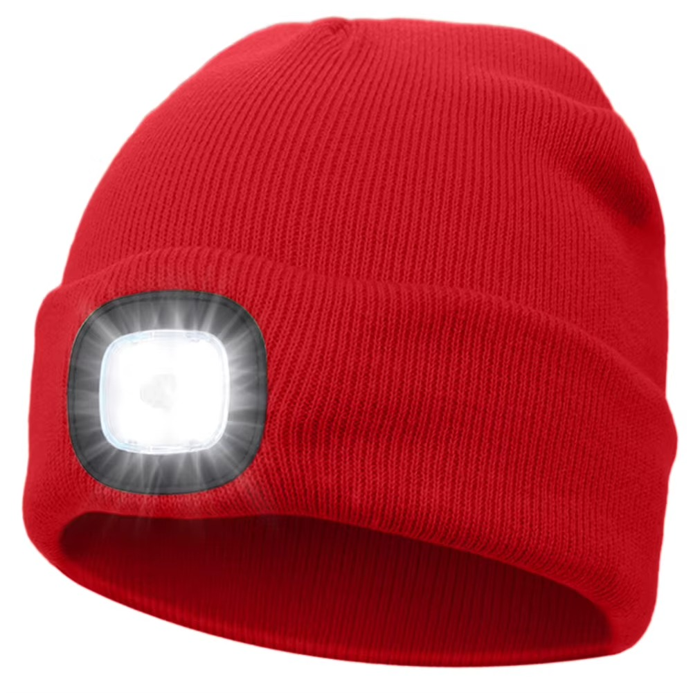 LED Beanie Hat with USB Rechargeable Light for Outdoor Use