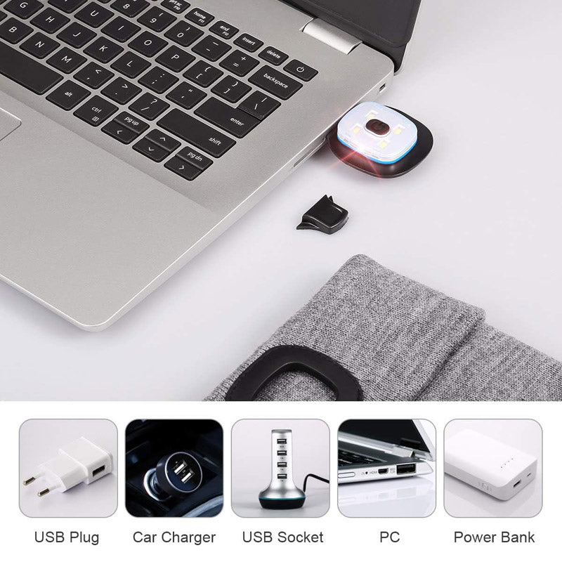 LED Beanie Hat with USB Rechargeable Light for Outdoor Use