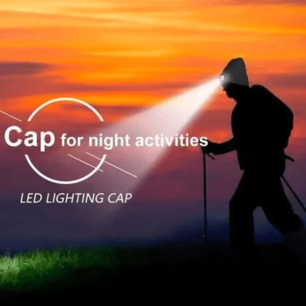 LED Beanie Hat with USB Rechargeable Light for Outdoor Use