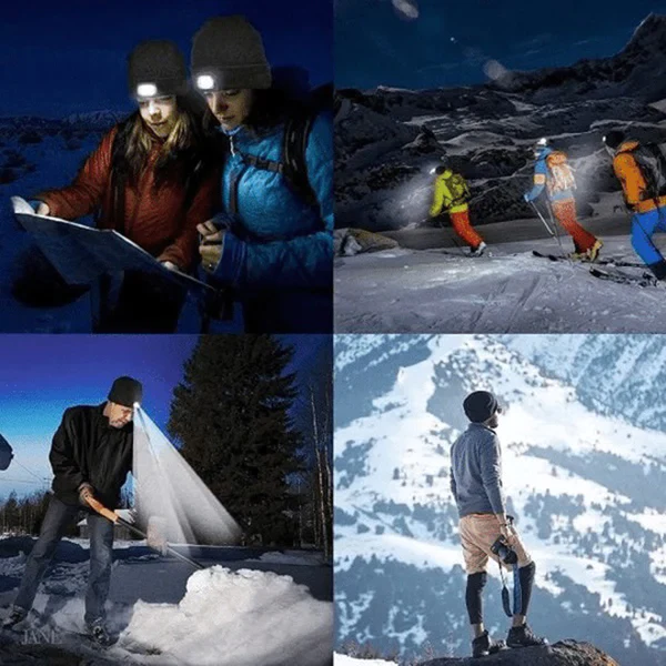 LED Beanie Hat with USB Rechargeable Light for Outdoor Use
