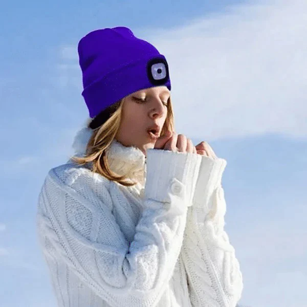 LED Beanie Hat with USB Rechargeable Light for Outdoor Use