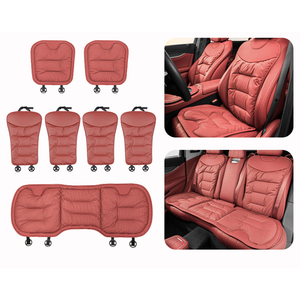 Complete Set of Breathable Leather Car Seat Covers in Napa Style