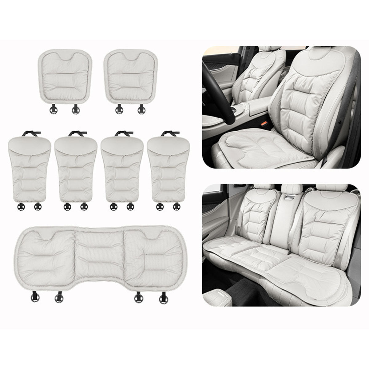Complete Set of Breathable Leather Car Seat Covers in Napa Style