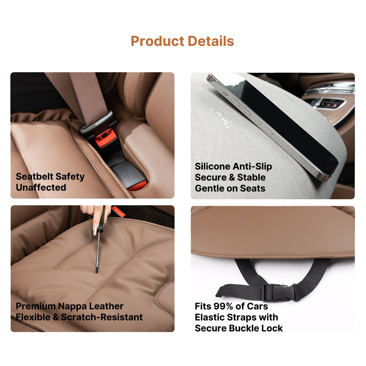 Complete Set of Breathable Leather Car Seat Covers in Napa Style