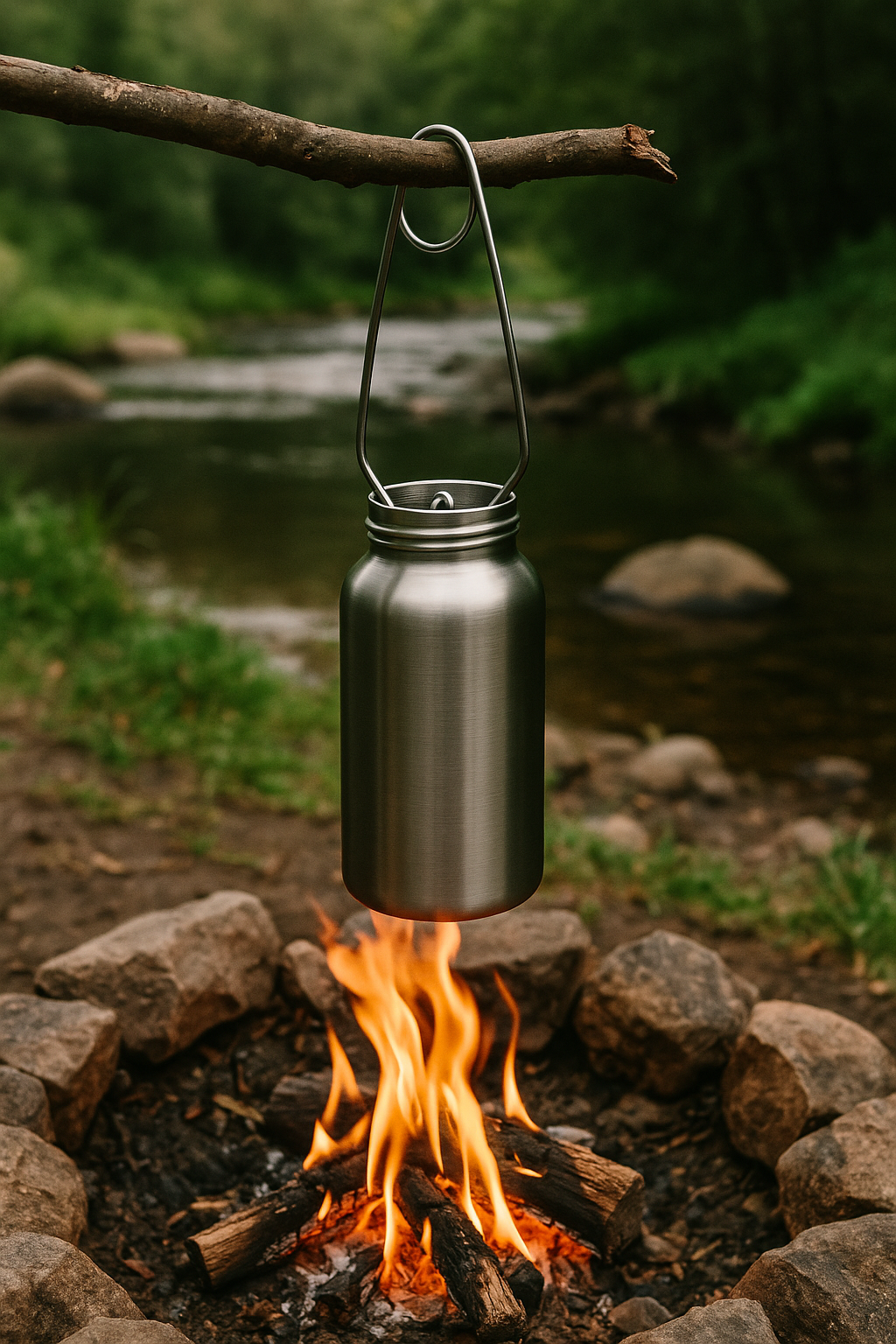 Bushcraft Water Bottle with Wide Mouth - Stainless Steel