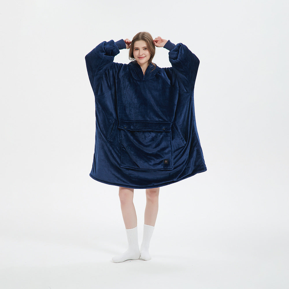 Flannel Hoodie Blanket with Cordless Heating Feature