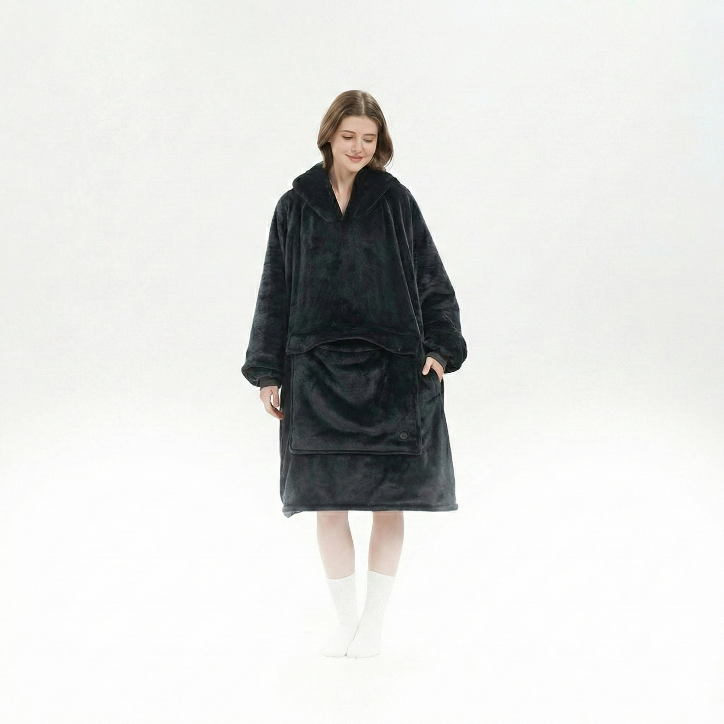 Flannel Hoodie Blanket with Cordless Heating Feature