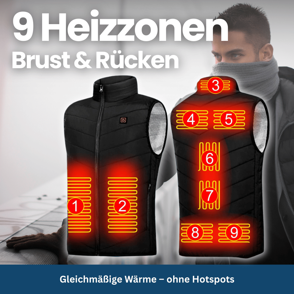 Heated Vest with 9 Heating Zones for Core Comfort