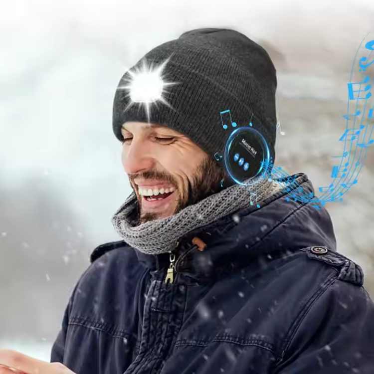 Bluetooth Beanie Hat with LED Lights for Winter