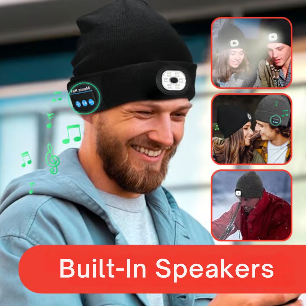 Bluetooth Beanie Hat with LED Lights for Winter