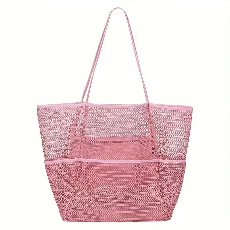 Mesh Tote Bag for Beach with Multiple Pockets