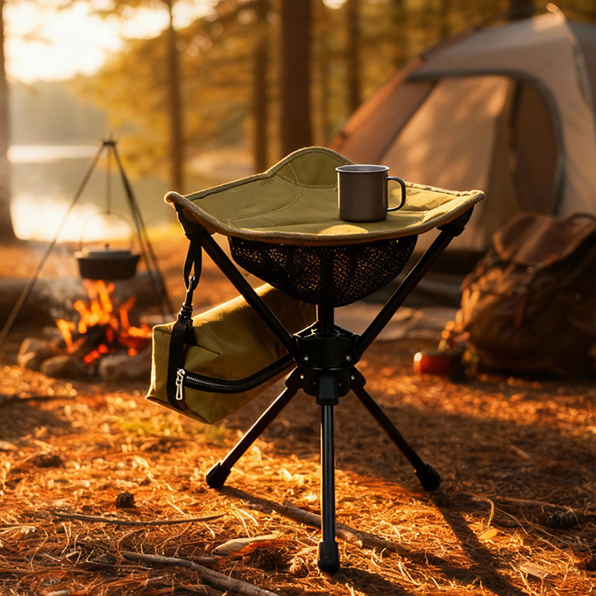 Camping Stool with 360° Rotation – Portable and Foldable