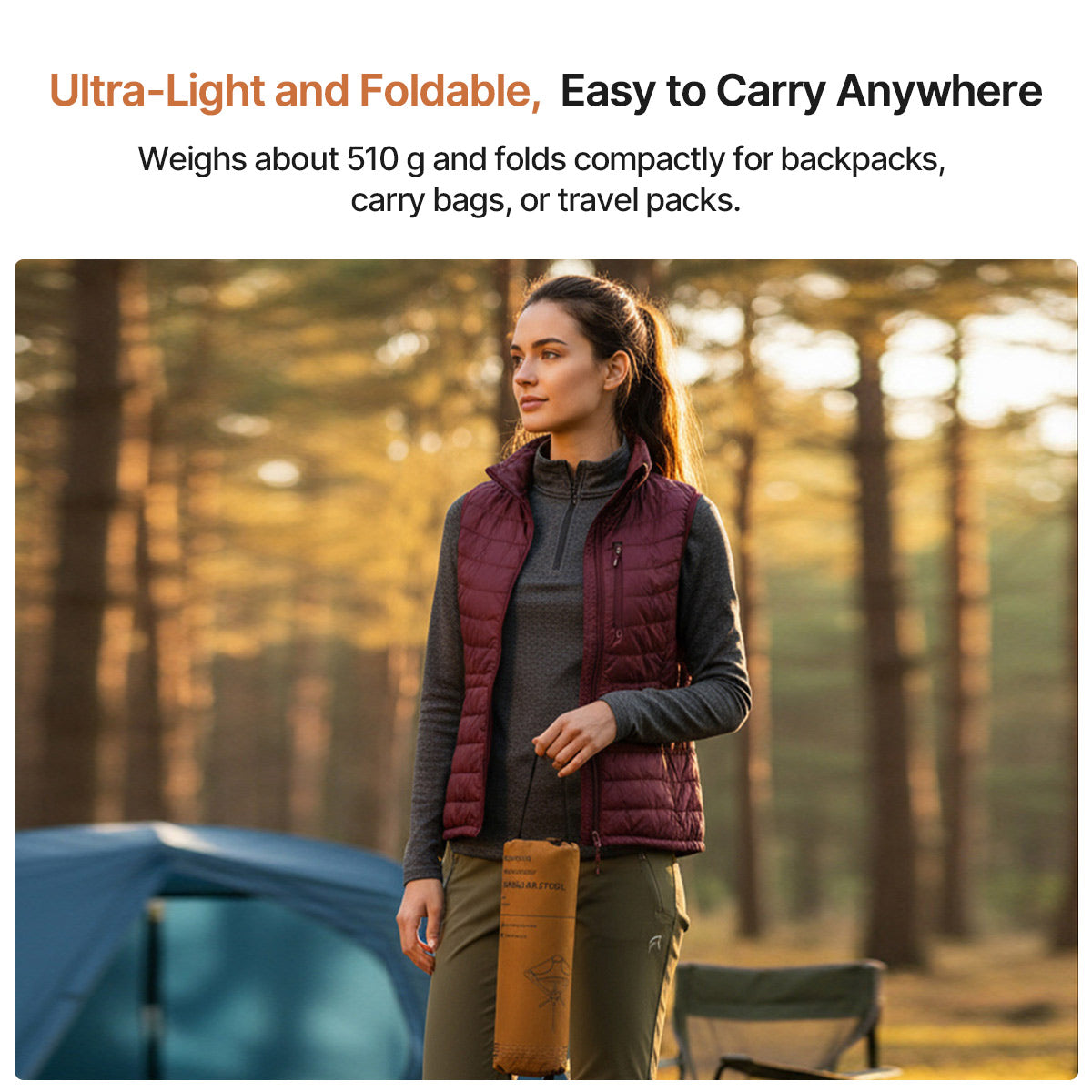 Camping Stool with 360° Rotation – Portable and Foldable