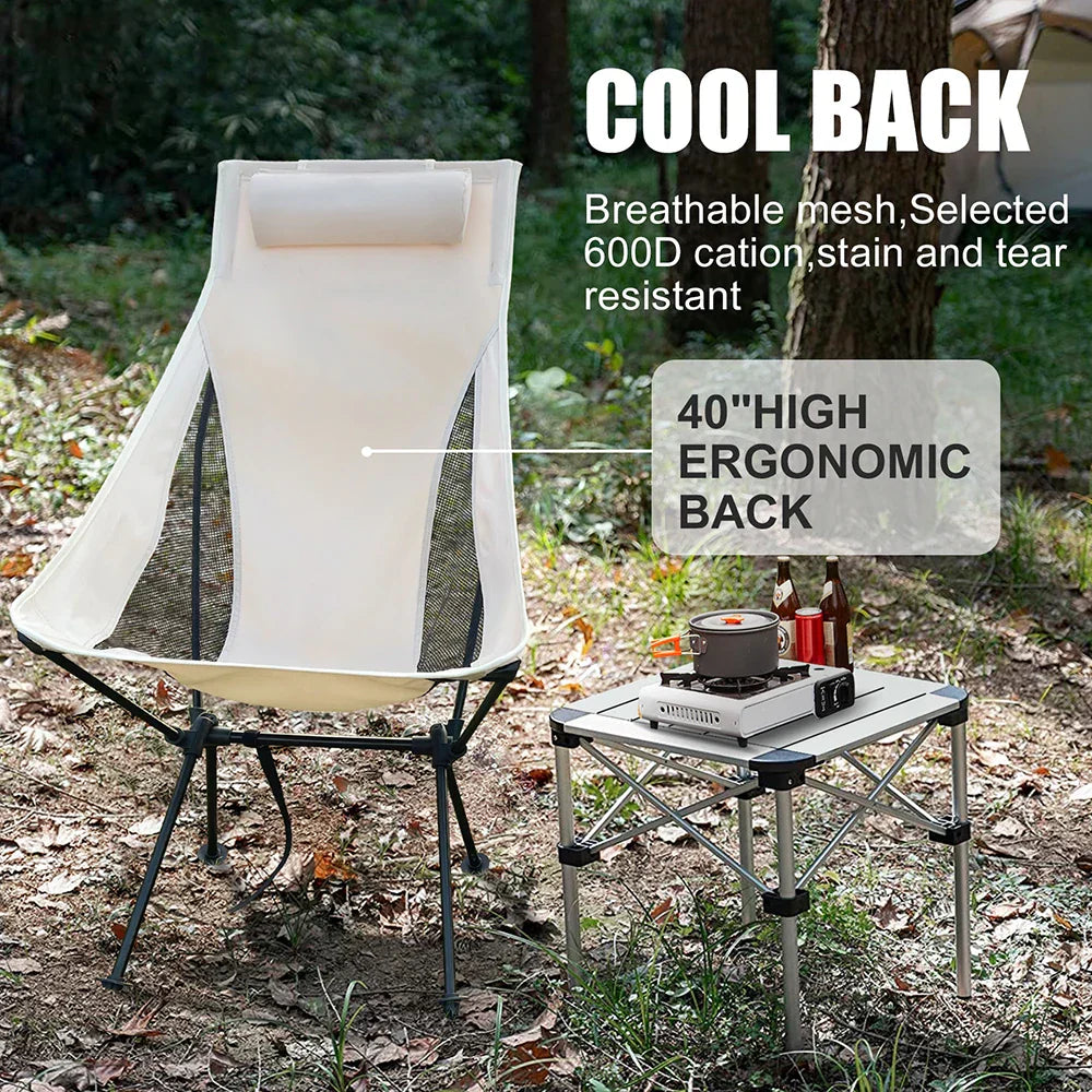 Folding Camp Chair with Head Support – Easy to Carry