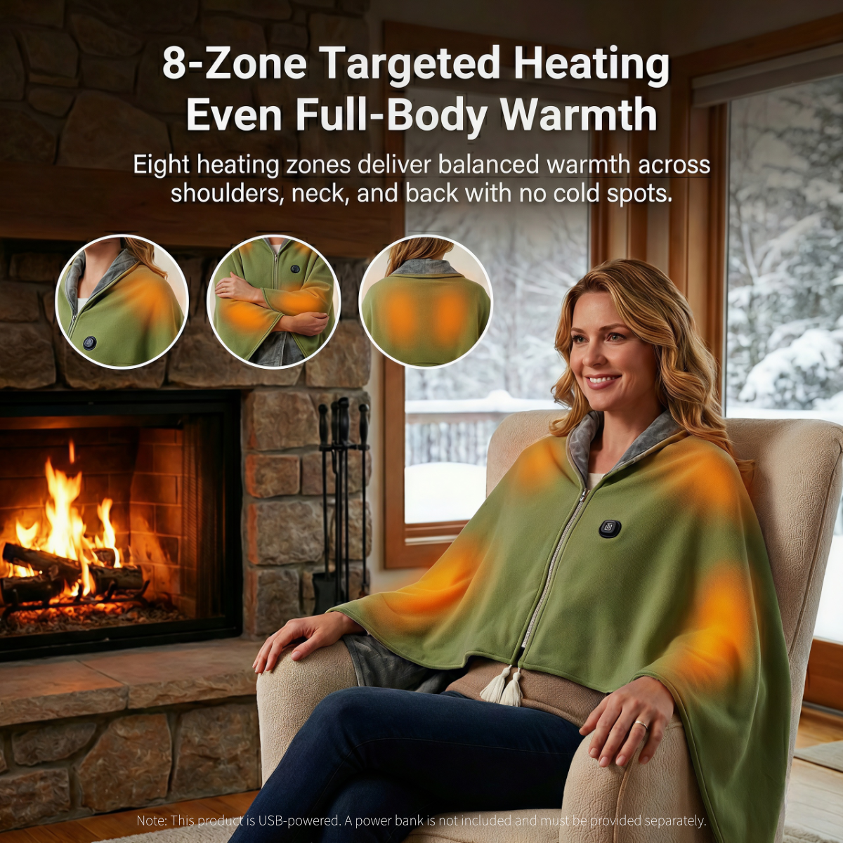 Electric Heated Shawl Blanket with USB for Portability