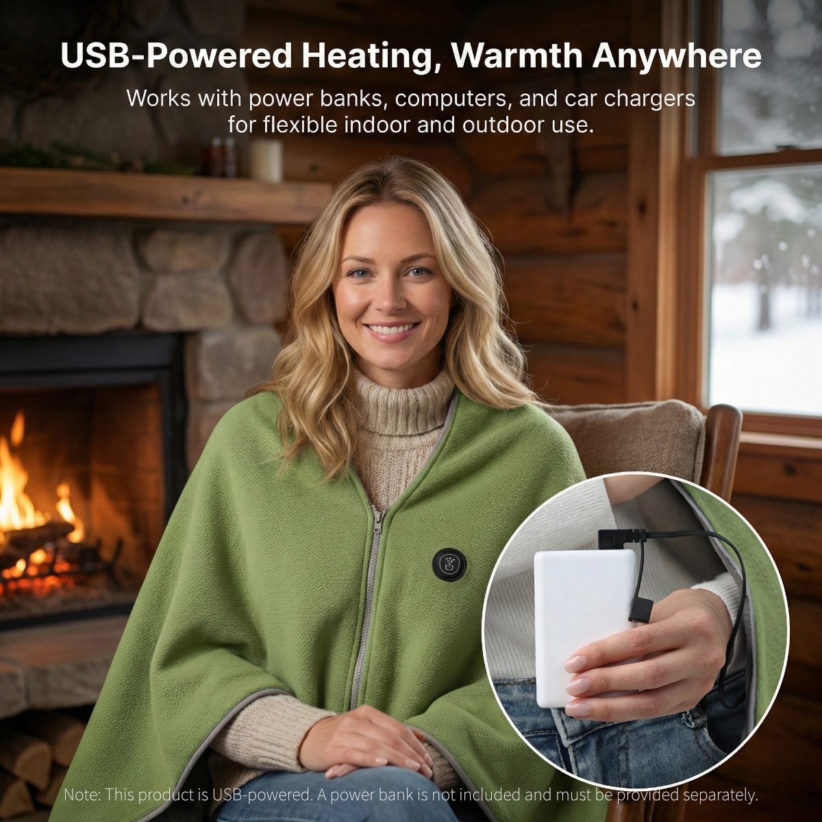 Electric Heated Shawl Blanket with USB for Portability