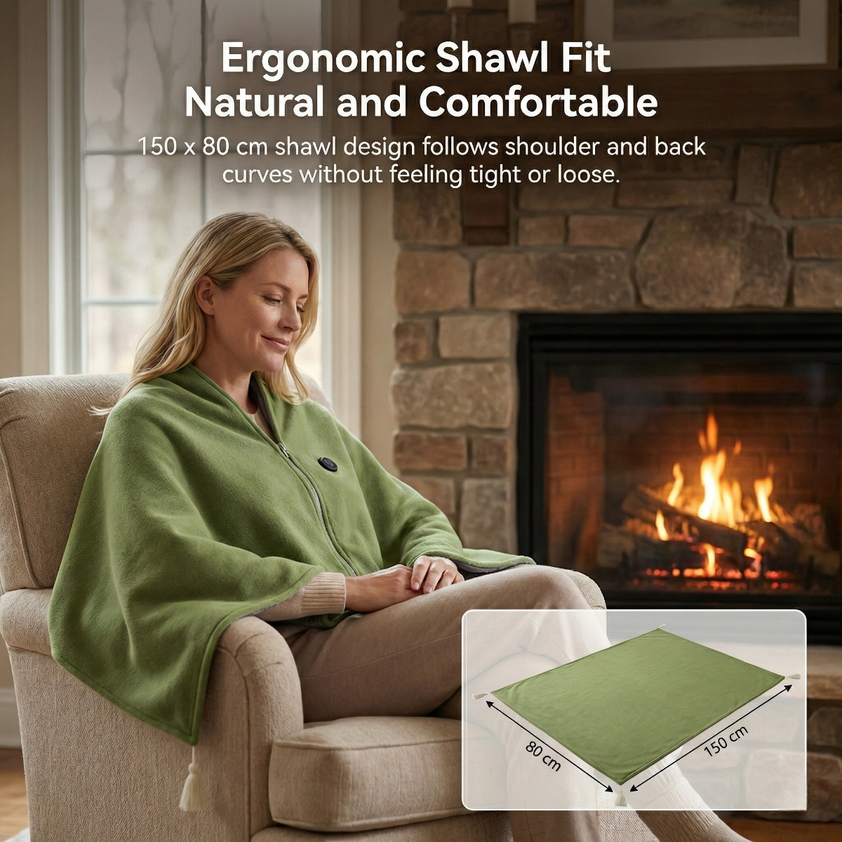 Electric Heated Shawl Blanket with USB for Portability