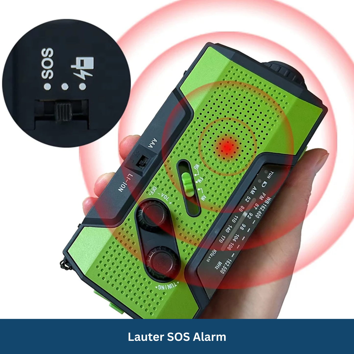 Emergency Radio with Solar and Hand Crank Power