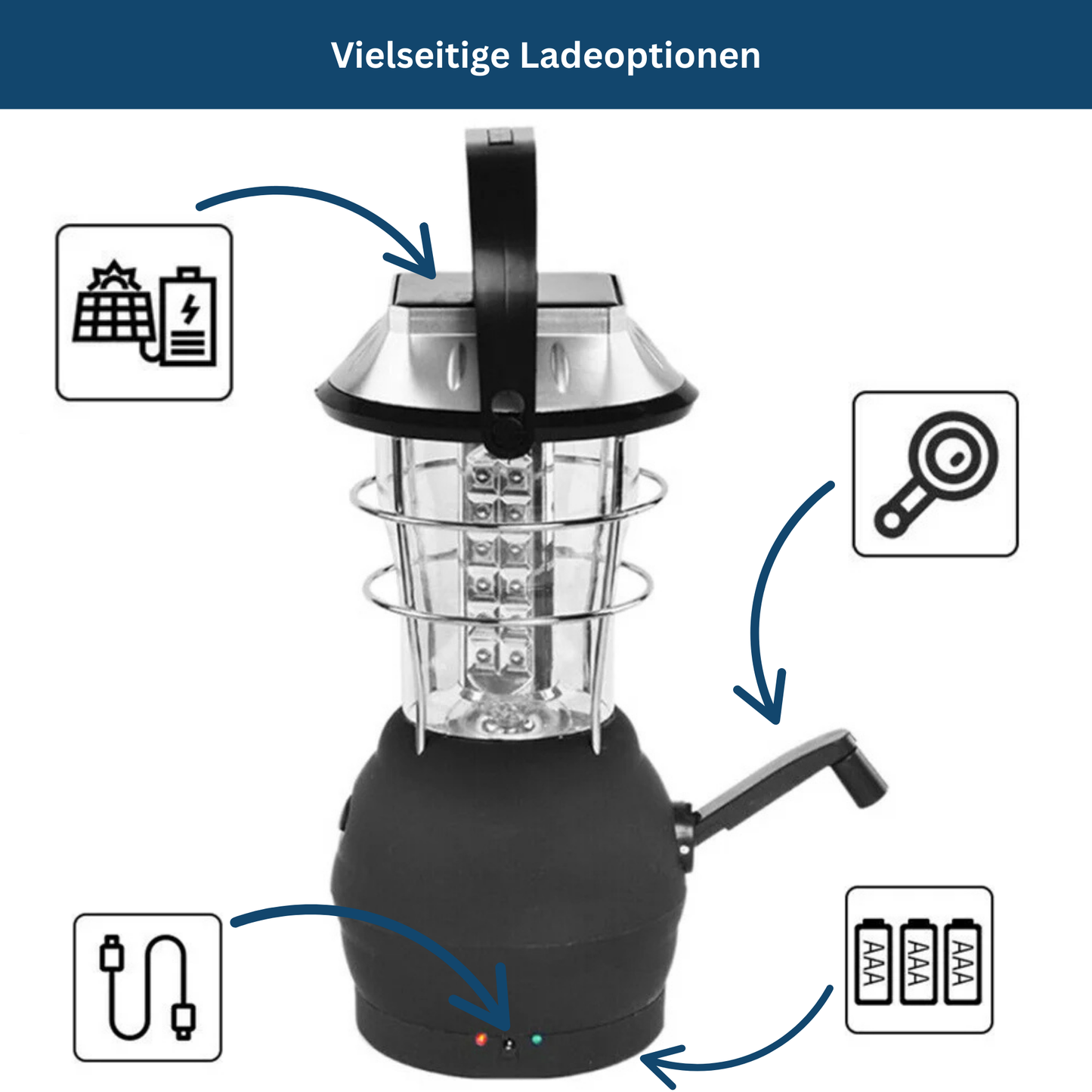 Camping Lantern with USB Rechargeable Solar Power