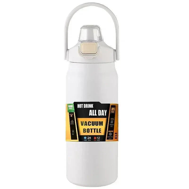 Insulated Water Bottle in Stainless Steel with Built-in Straw