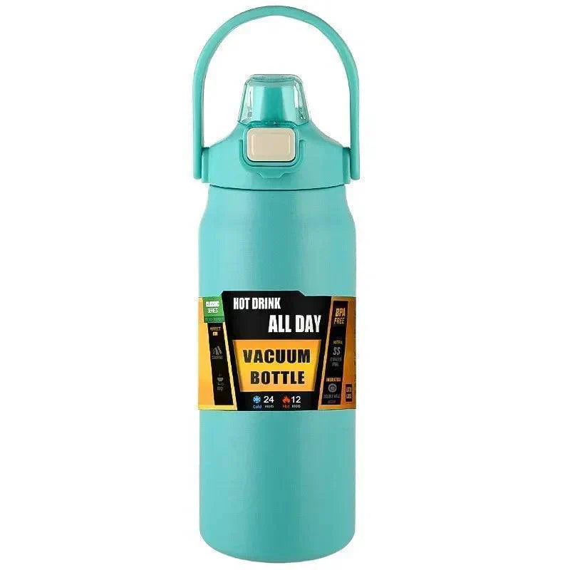 Insulated Water Bottle in Stainless Steel with Built-in Straw