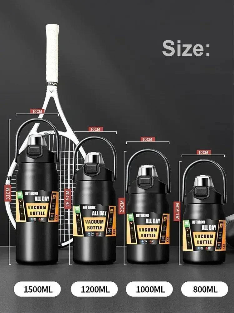 Insulated Water Bottle in Stainless Steel with Built-in Straw