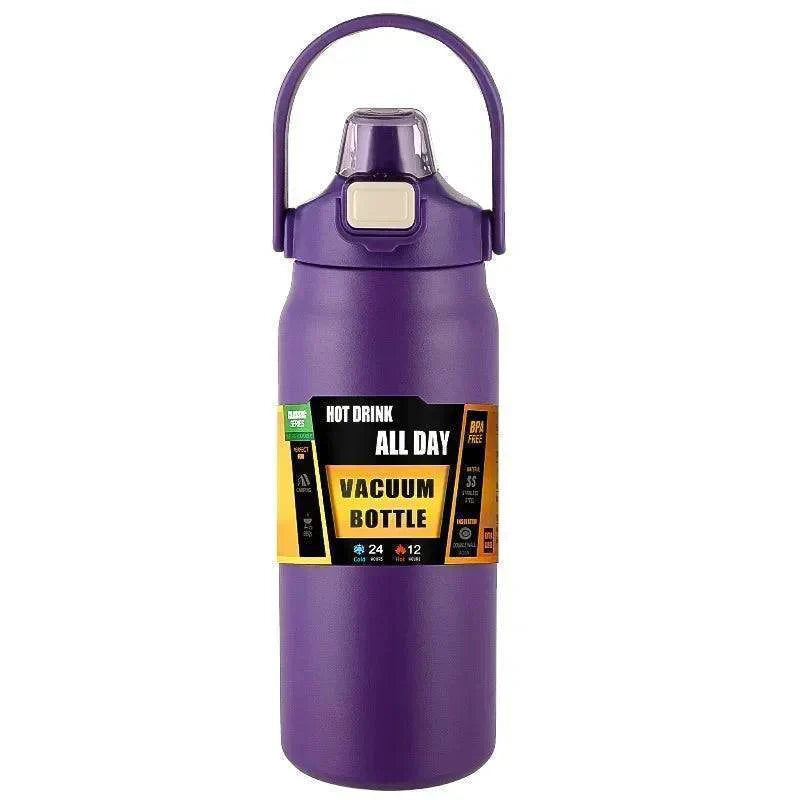 Insulated Water Bottle in Stainless Steel with Built-in Straw