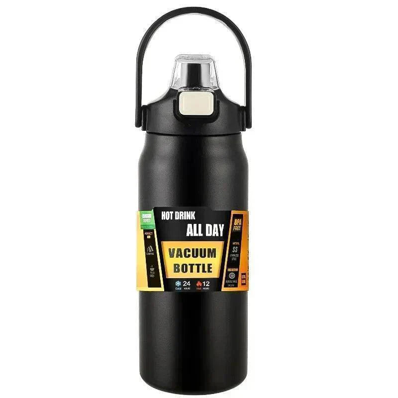 Insulated Water Bottle in Stainless Steel with Built-in Straw