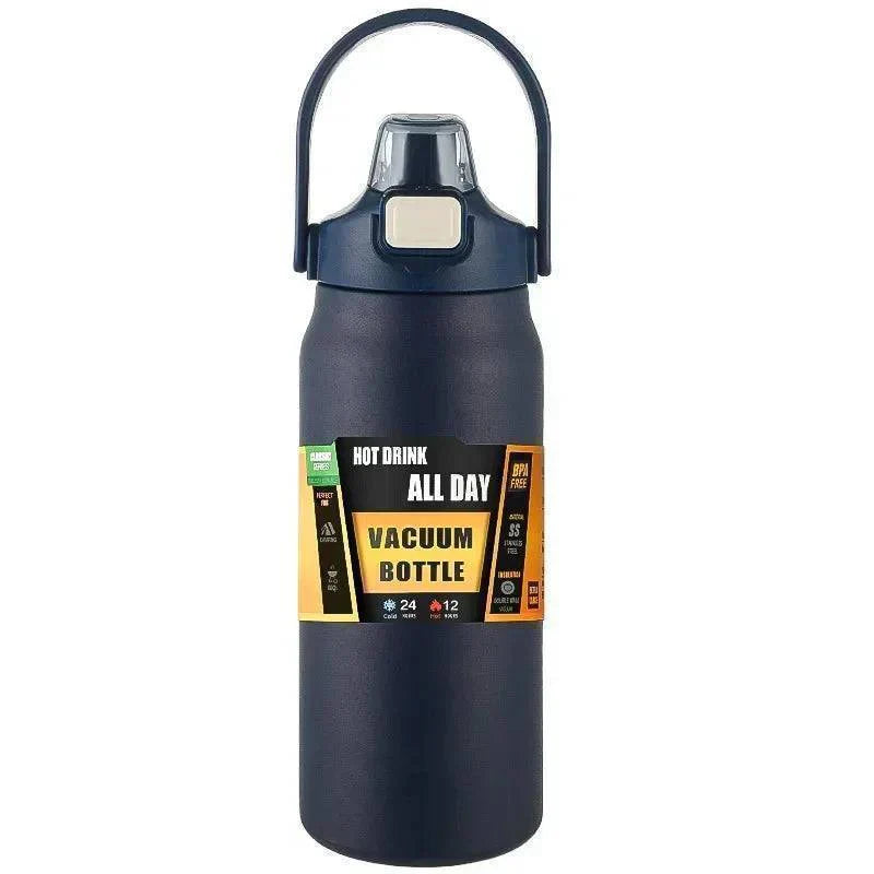 Insulated Water Bottle in Stainless Steel with Built-in Straw
