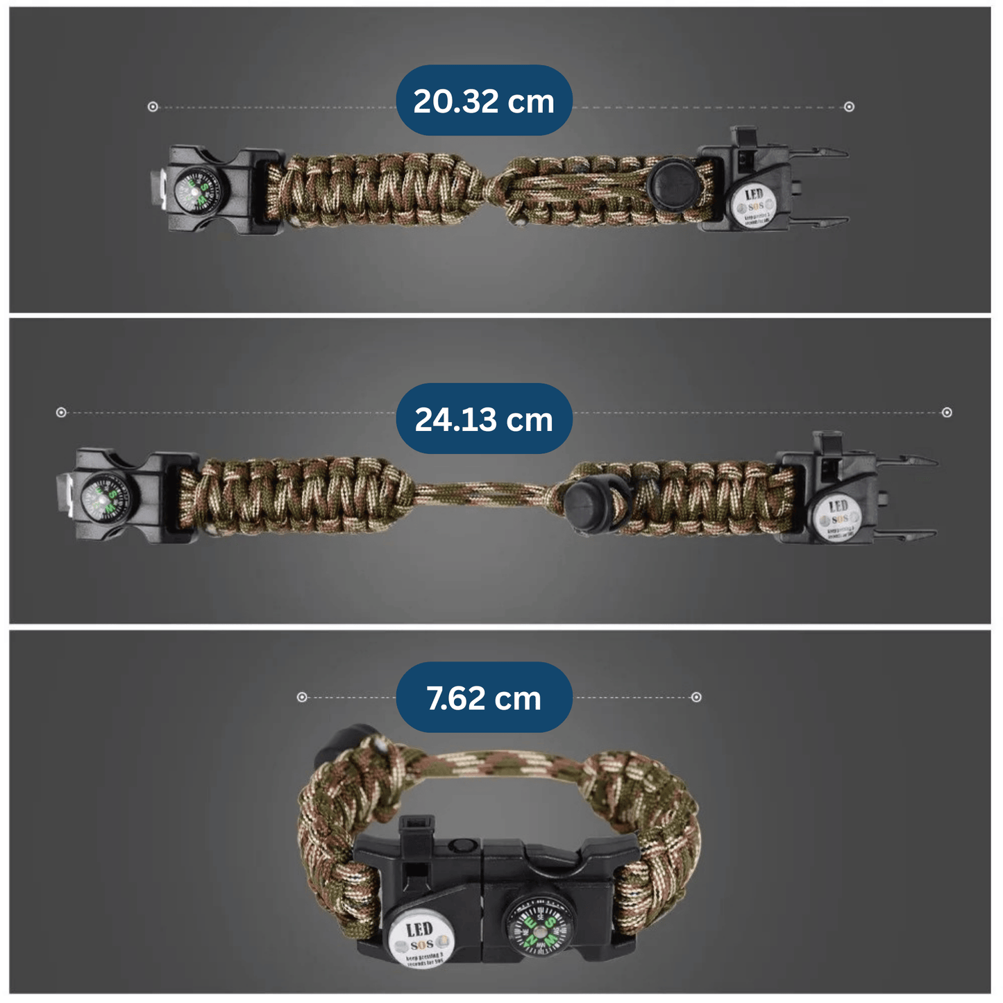 LED Compass Paracord Survival Bracelet