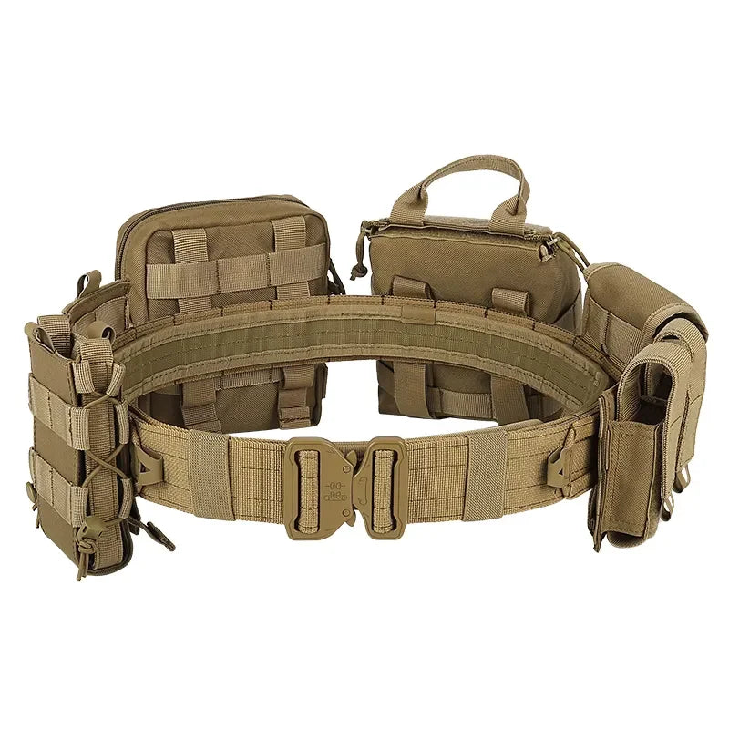 Combat Utility Belt Featuring 8-in-1 Molle Pouch System