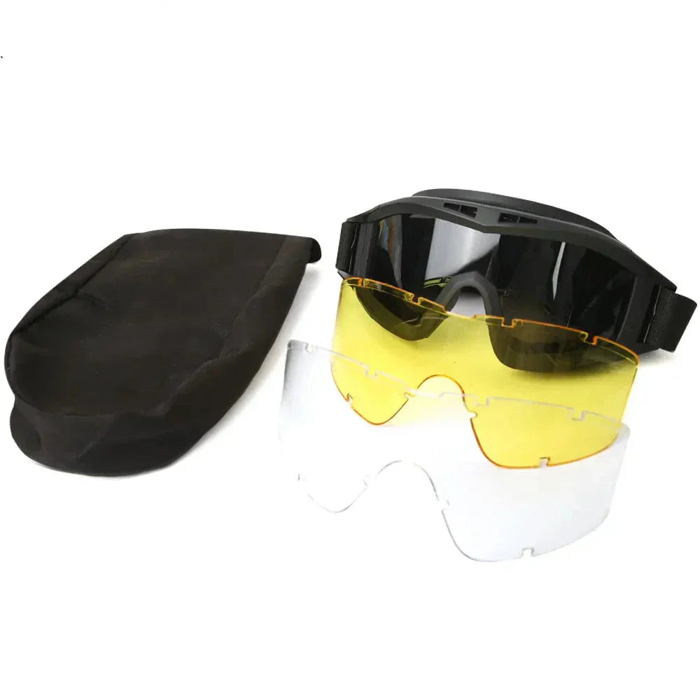 Interchangeable Anti-Fog Lenses Tactical Goggles