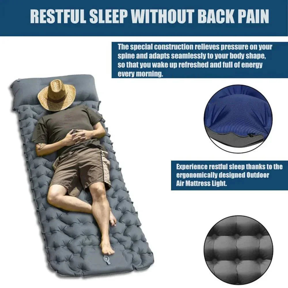 Inflatable Camping Mattress with Integrated Pump – Ultralight Design