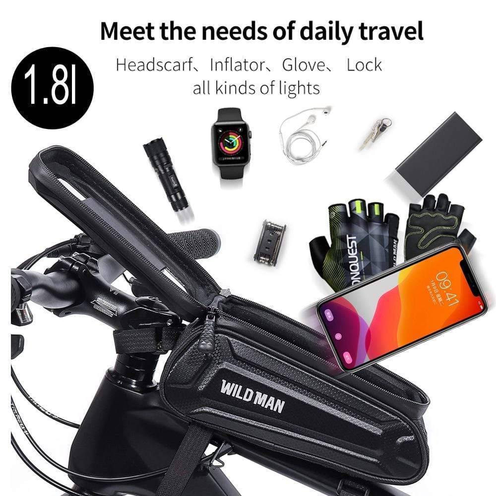 Bike Frame Storage Bag with Mobile Phone Mount