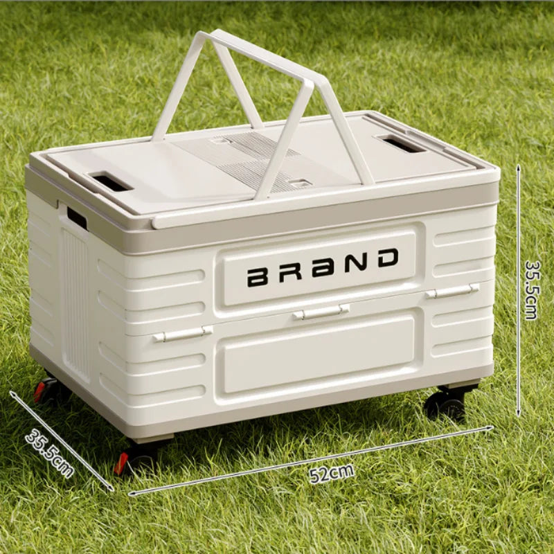 Collapsible Storage Container with Snap Lid and Wheels