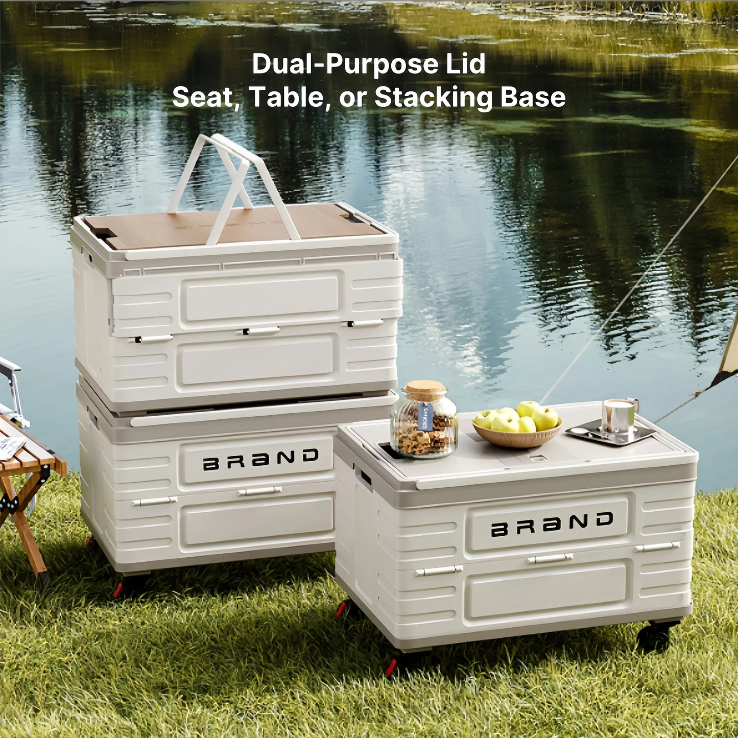 Collapsible Storage Container with Snap Lid and Wheels
