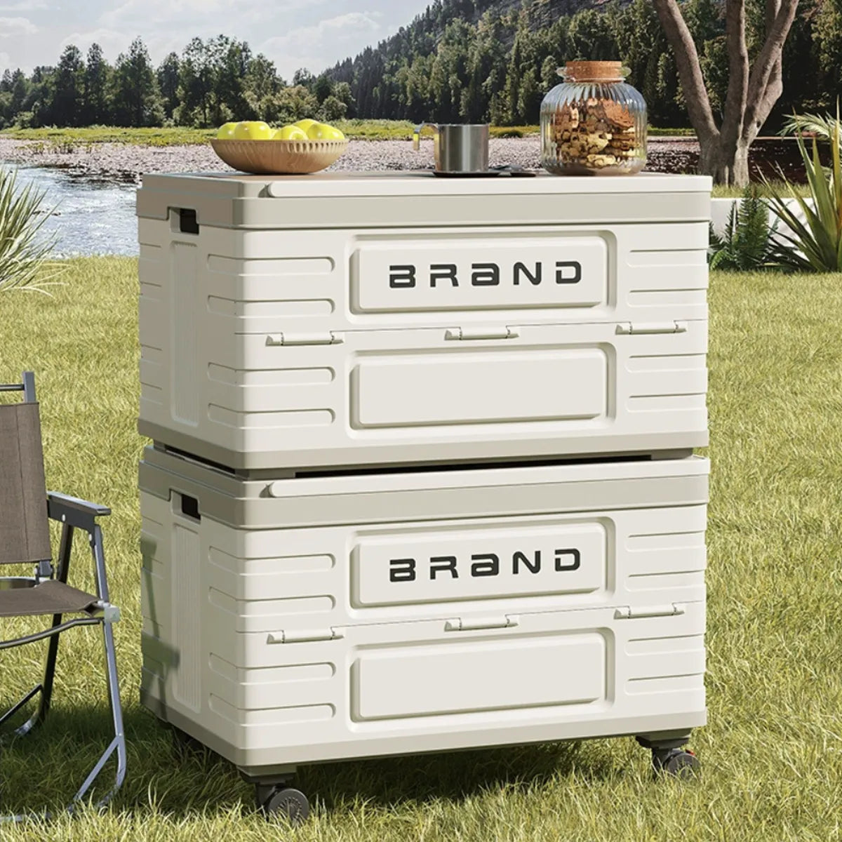 Collapsible Storage Container with Snap Lid and Wheels