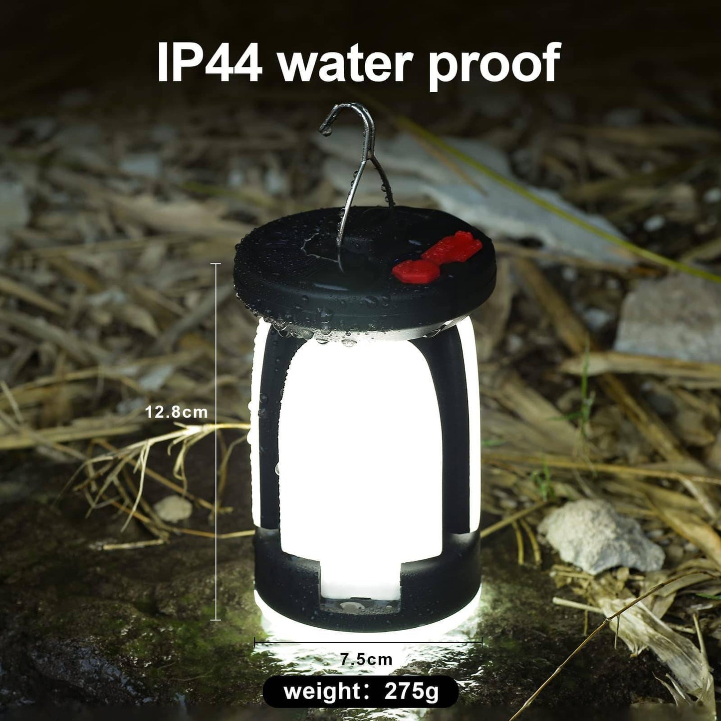LED Camping Lantern with USB Rechargeable Battery and Solar Option