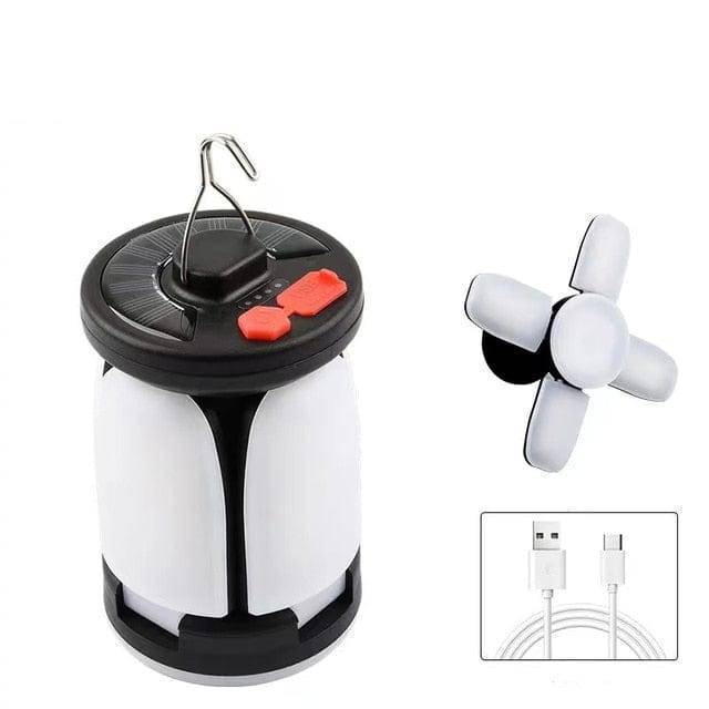 LED Camping Lantern with USB Rechargeable Battery and Solar Option