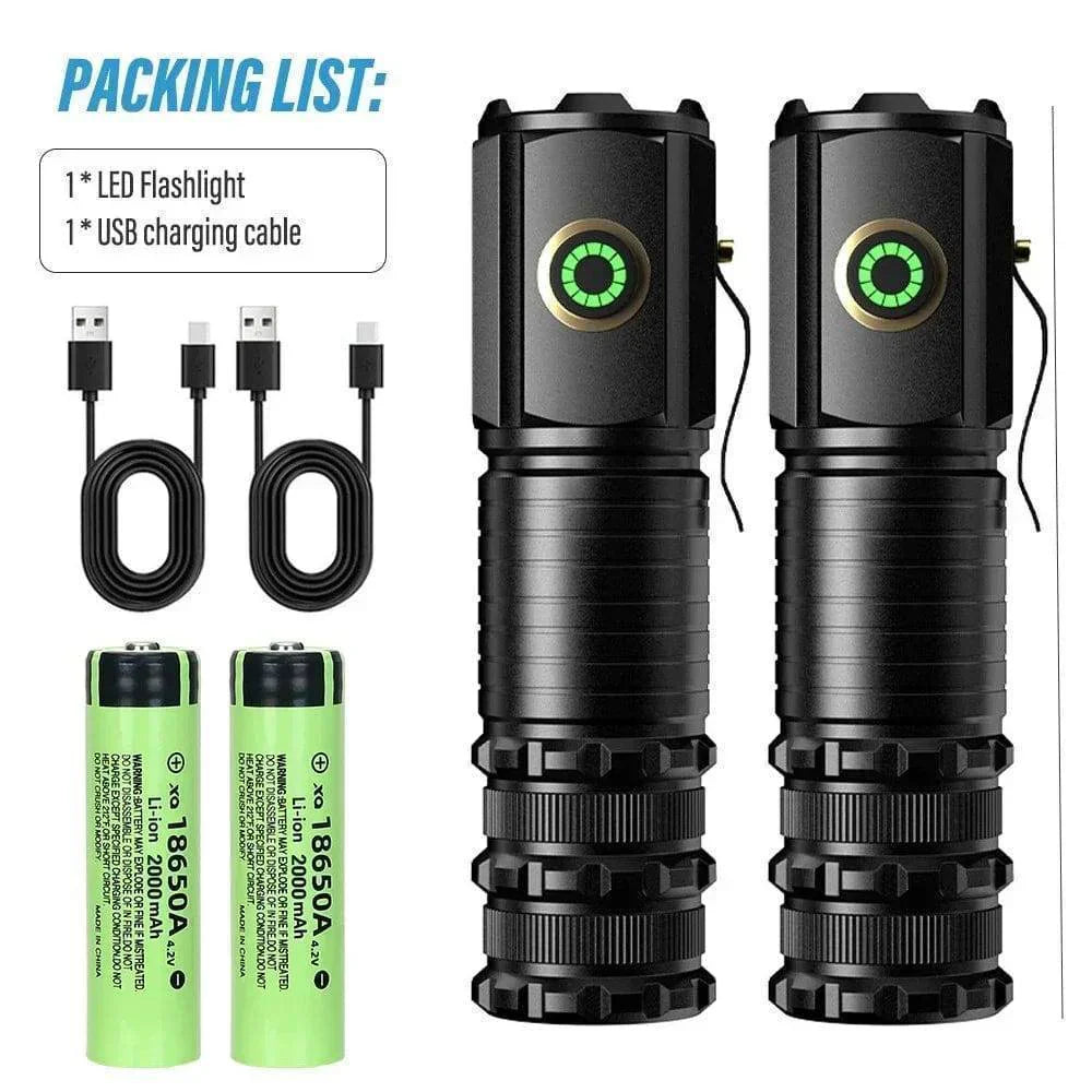 LED Flashlight with Magnetic Base – Rechargeable via USB