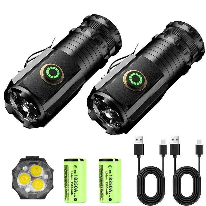LED Flashlight with Magnetic Base – Rechargeable via USB