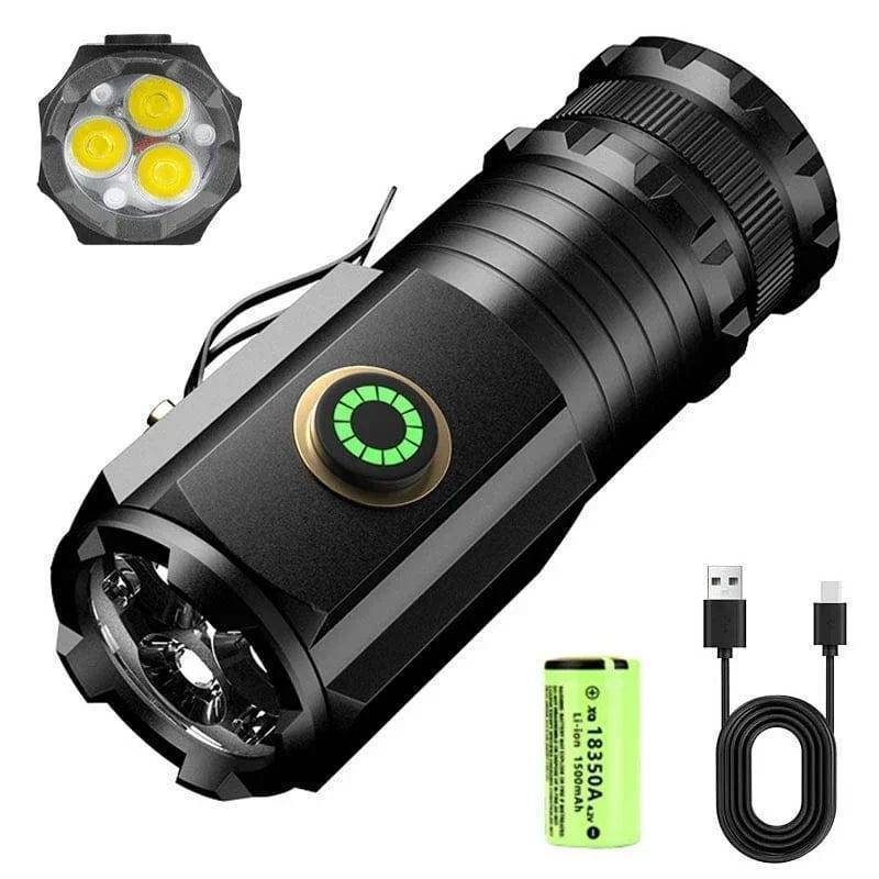 LED Flashlight with Magnetic Base – Rechargeable via USB